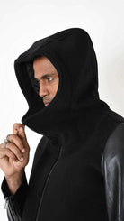 A33B LM18225 SPORT JACKET Regular Wool Cloth & Leather Black