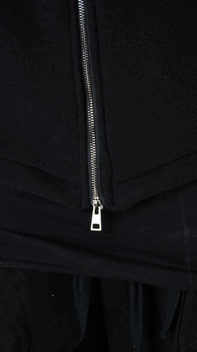 A33B LM18225 SPORT JACKET Regular Wool Cloth & Leather Black