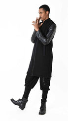 A33B LM183 COAT Regular Wool Cloth 860gr. & Vegetable-tanned Leather Black