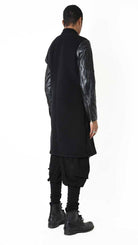 A33B LM183 COAT Regular Wool Cloth 860gr. & Vegetable-tanned Leather Black