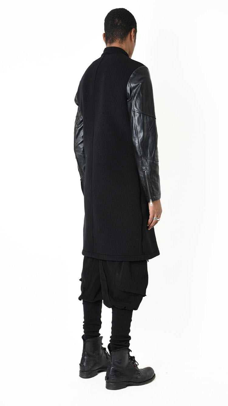 A33B LM183 COAT Regular Wool Cloth 860gr. & Vegetable-tanned Leather Black