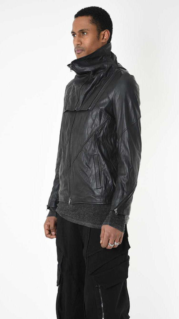 A33B LM18425 SPORT JACKET Leather Removable Hood Black 718 Coats & Jackets Fall Winter 2024|25 Man LA HAINE INSIDE US TEPHRA