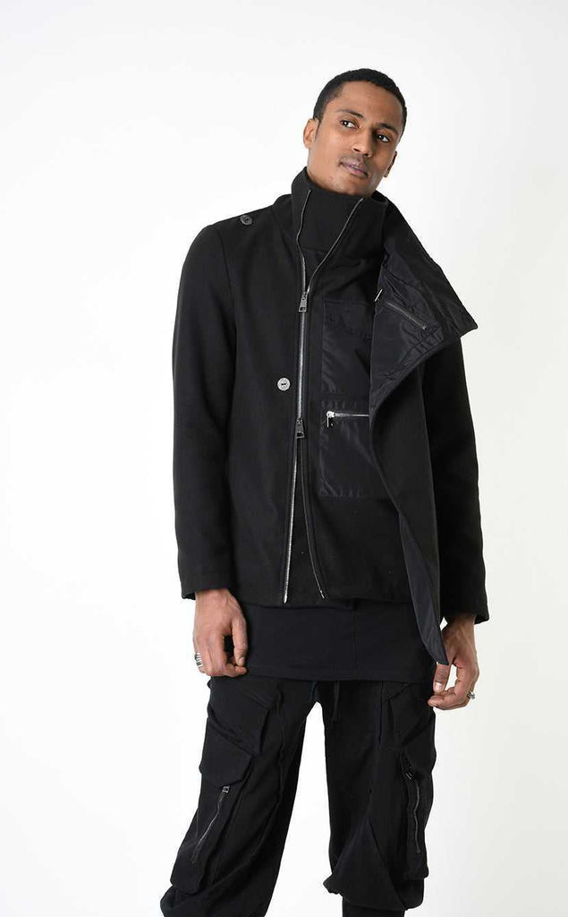 A33B LM18525 COAT Regular Cloth & Nylon Insert Black 288 Coats & Jackets Fall Winter 2024|25 Man LA HAINE INSIDE US TEPHRA