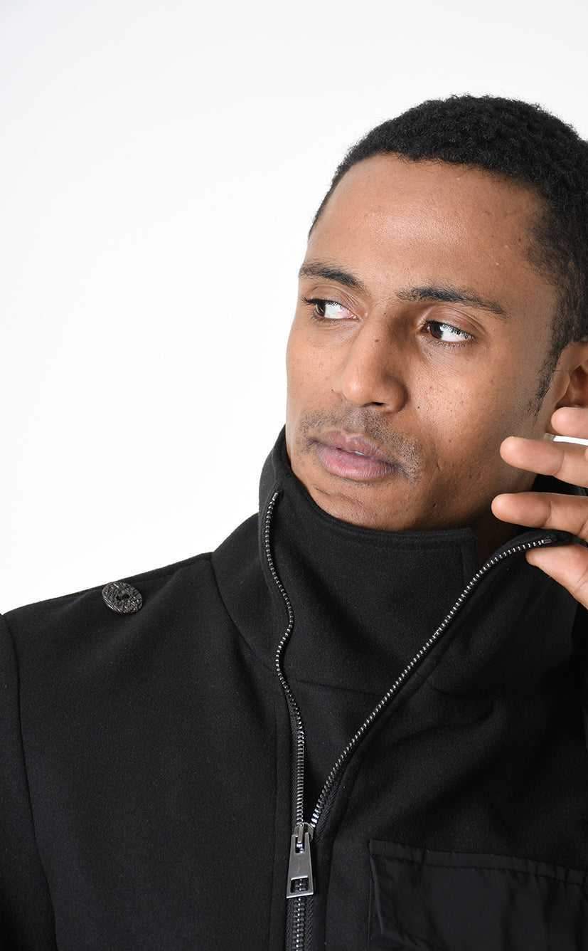 A33B LM18525 COAT Regular Cloth & Nylon Insert Black