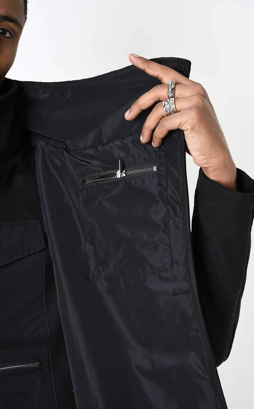 A33B LM18525 COAT Regular Cloth & Nylon Insert Black