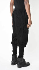 A33B LM19125 TROUSER Cargo Cotton Stretch Dyed Hot Black