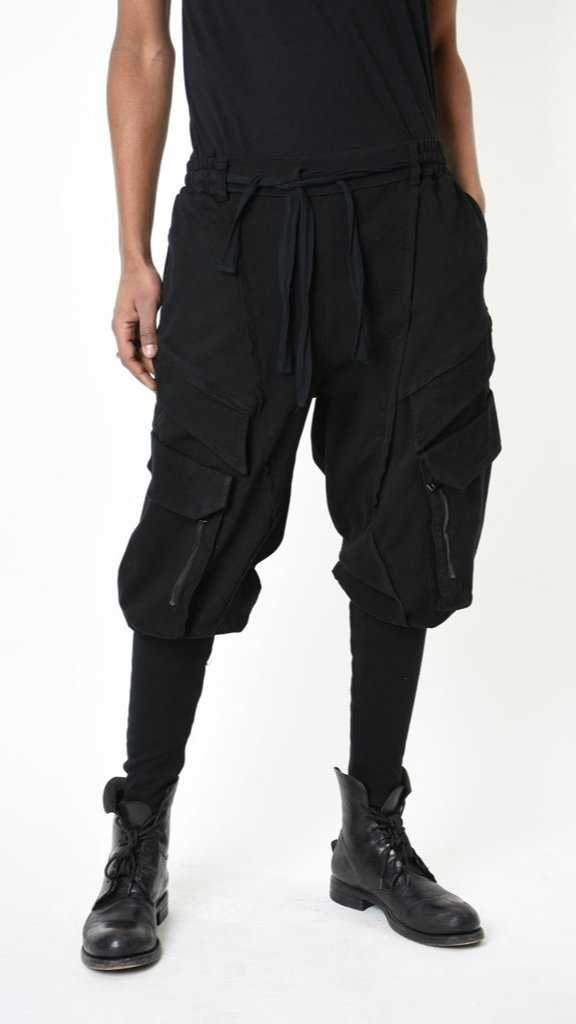 A33B LM19125 TROUSER Cargo Cotton Stretch Dyed Hot Black