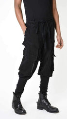 A33B LM19125 TROUSER Cargo Cotton Stretch Dyed Hot Black