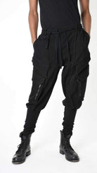 A33B LM19125 TROUSER Cargo Cotton Stretch Dyed Hot Black
