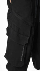 A33B LM19125 TROUSER Cargo Cotton Stretch Dyed Hot Black