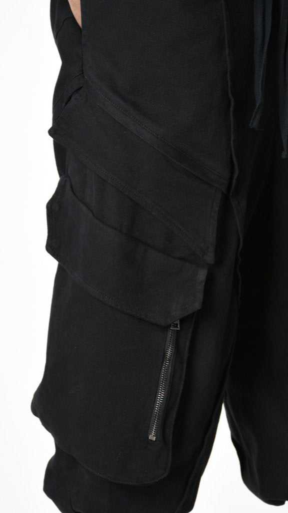 A33B LM19125 TROUSER Cargo Cotton Stretch Dyed Hot Black 248 Pants Fall Winter 2024|25 Man LA HAINE INSIDE US TEPHRA