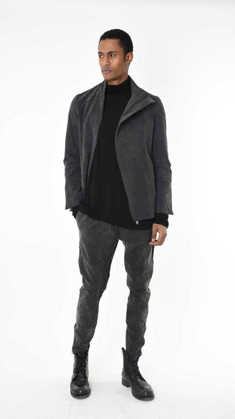 A33B LM27025 JACKET Regular Marmorized Stretch Cotton Black