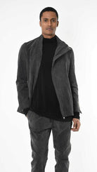 A33B LM27025 JACKET Regular Marmorized Stretch Cotton Black