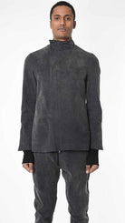 A33B LM27025 JACKET Regular Marmorized Stretch Cotton Black