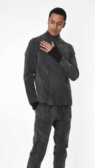 A33B LM27025 JACKET Regular Marmorized Stretch Cotton Black