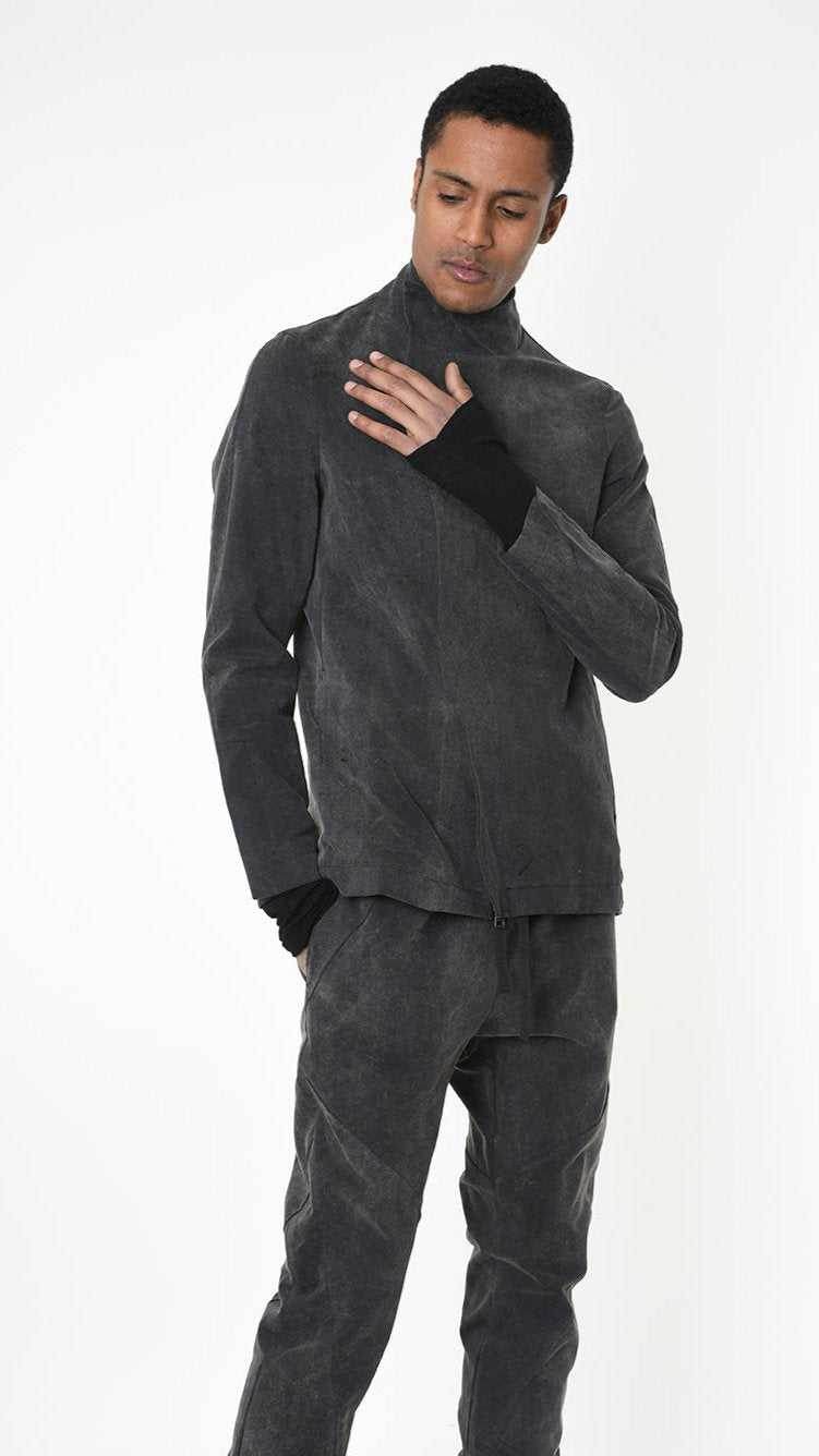 A33B LM27025 JACKET Regular Marmorized Stretch Cotton Black