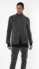 A33B LM27025 JACKET Regular Marmorized Stretch Cotton Black