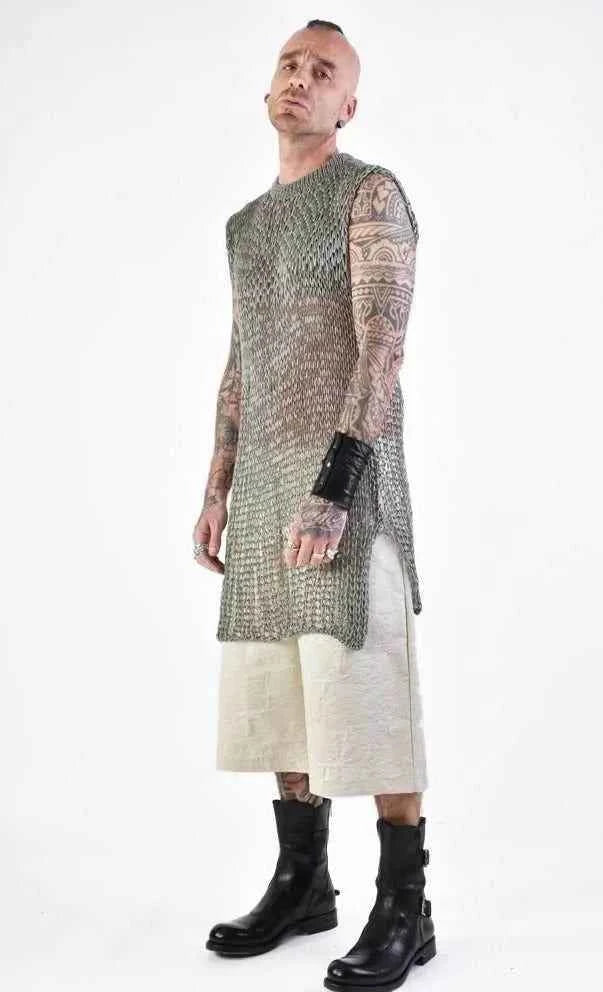 A33J LM15924 SLEEVELESS Regular Long Net Grey