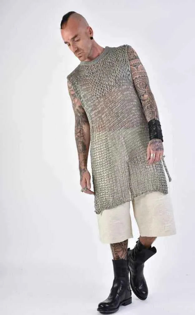 A33J LM15924 SLEEVELESS Regular Long Net Grey