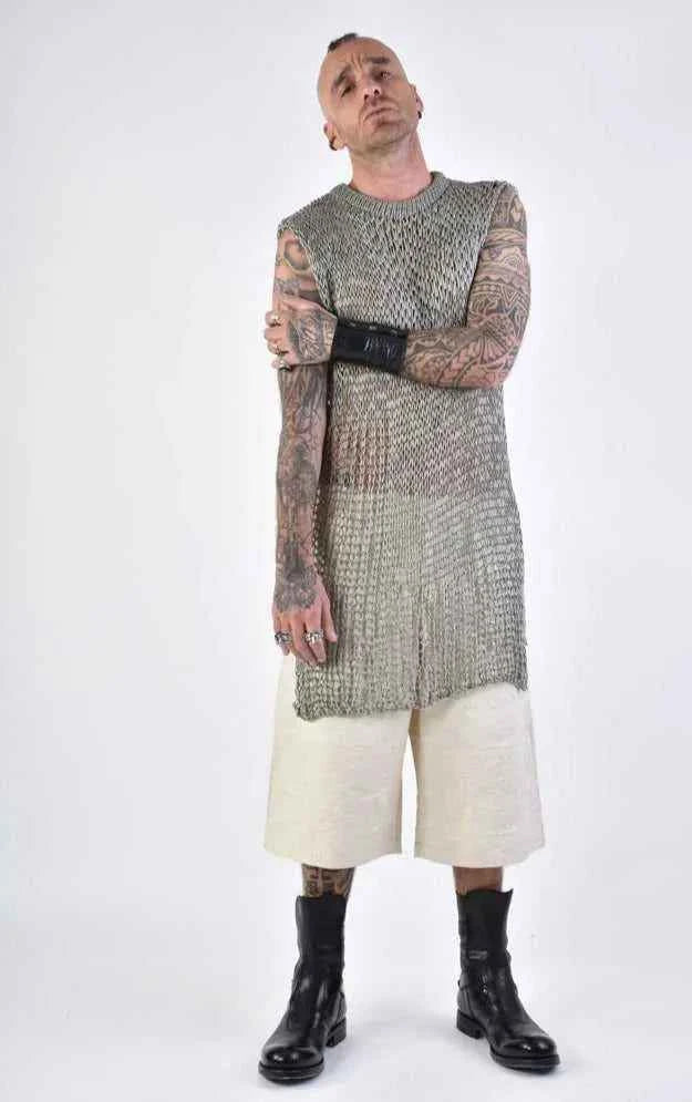 A33J LM15924 SLEEVELESS Regular Long Net Grey