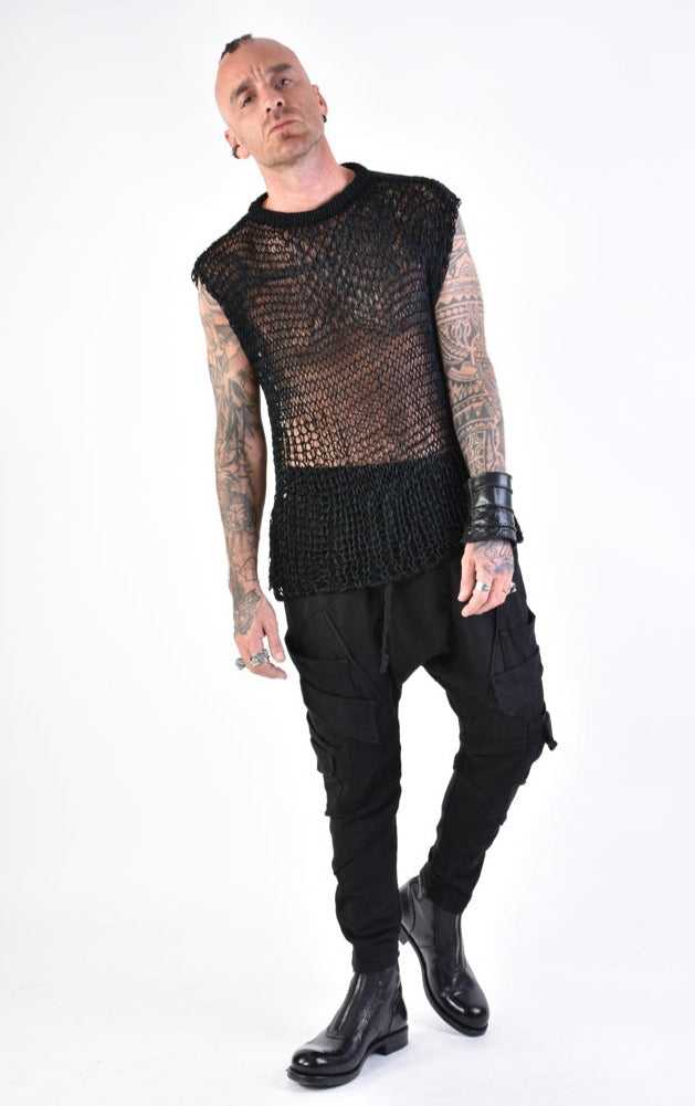 A33J LM16024 SLEEVELESS Regular Net Black.