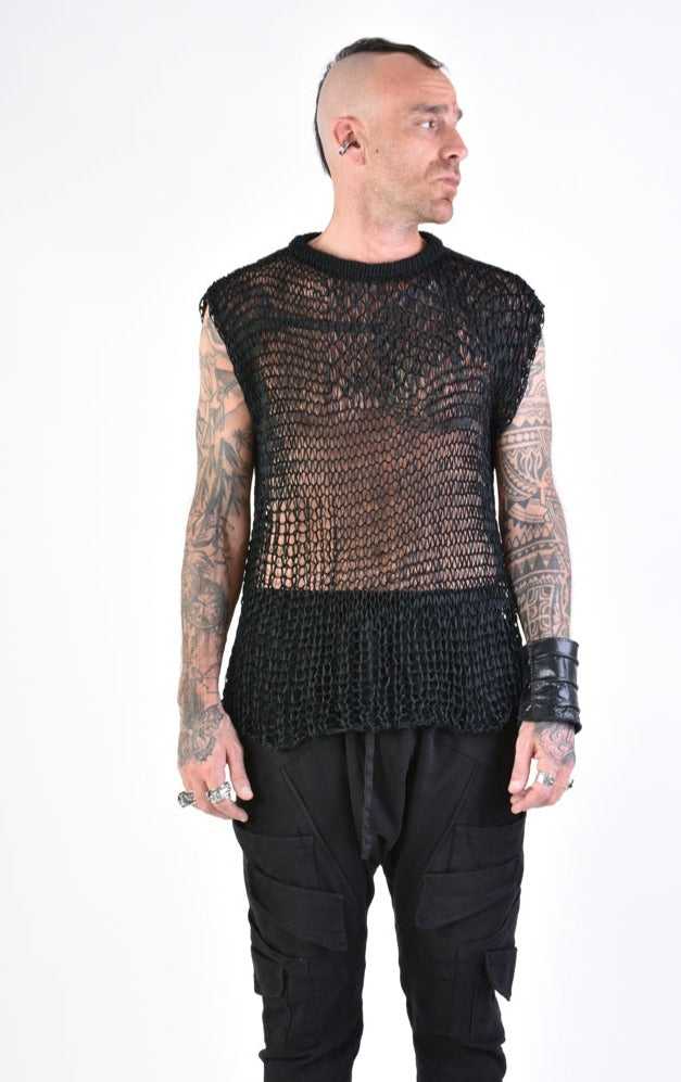 A33J LM16024 SLEEVELESS Regular Net Black.