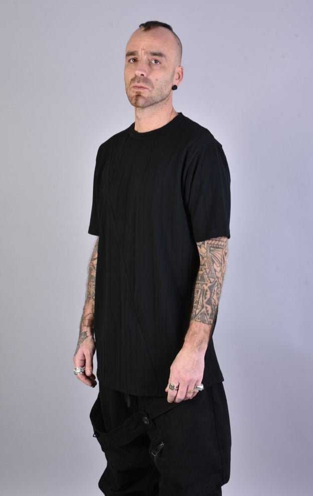 A33M LM042 BLACK Woven Viscose Jersey Regular T-Shirt.