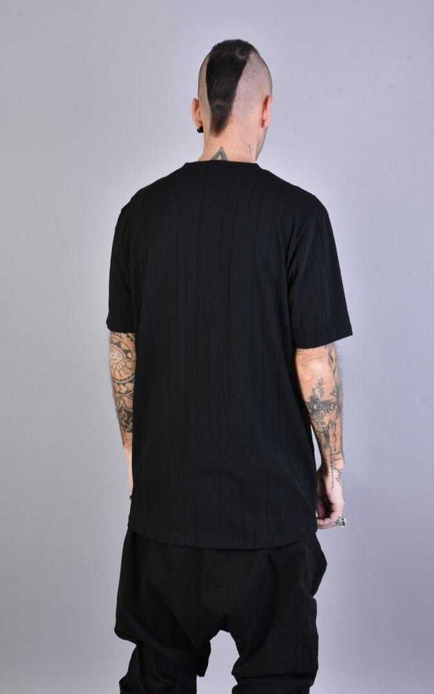 A33M LM042 BLACK Woven Viscose Jersey Regular T-Shirt.