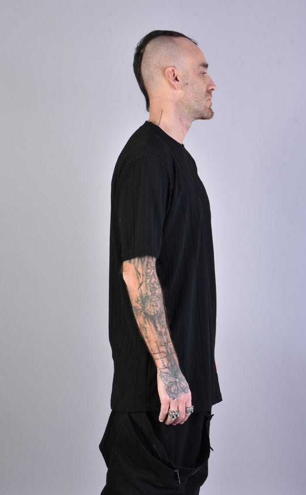 A33M LM042 BLACK Woven Viscose Jersey Regular T-Shirt.