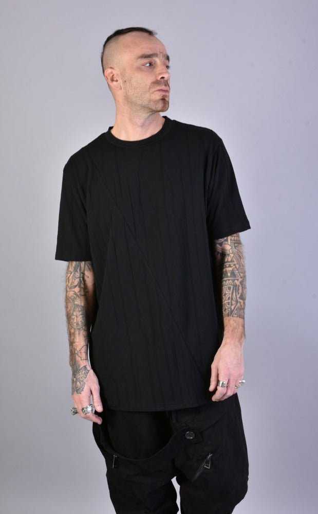 A33M LM042 BLACK Woven Viscose Jersey Regular T-Shirt.