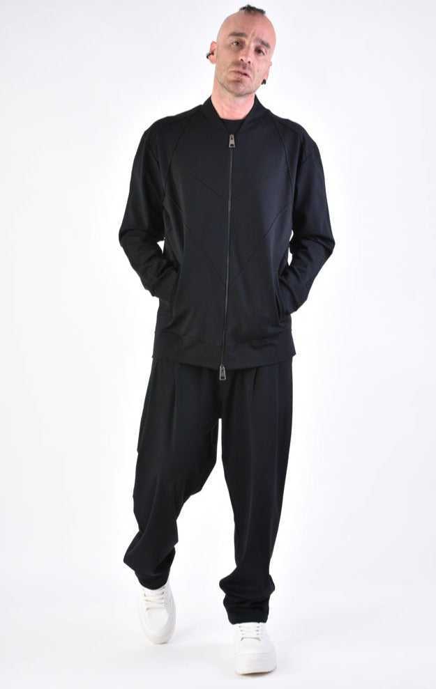 A33M LM09124 TROUSER Comfort Punto Milano Stretch Black 168 Pants trousers men LA HAINE INSIDE US TEPHRA