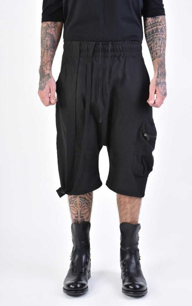 A33M LM09623 SHORT Regular Linen Viscose Black 158 Pants Crop Pants & Shorts LA HAINE INSIDE US TEPHRA