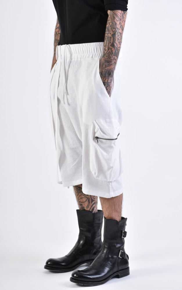 A33M LM09624 SHORT Regular Linen Viscose White 158 Pants Fashion forward men's bottoms LA HAINE INSIDE US TEPHRA