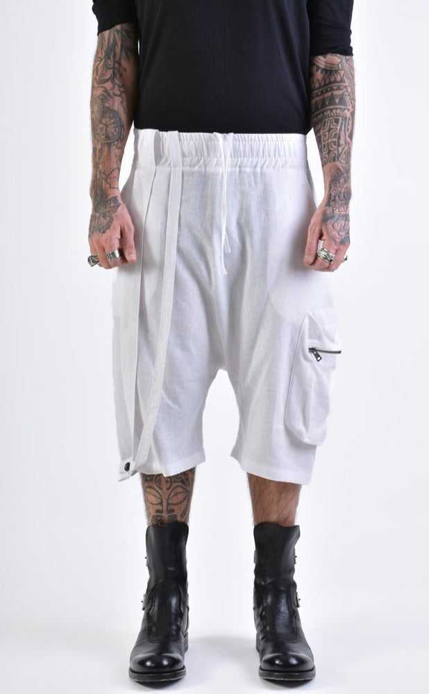 A33M LM09624 SHORT Regular Linen Viscose White 158 Pants Fashion forward men's bottoms LA HAINE INSIDE US TEPHRA