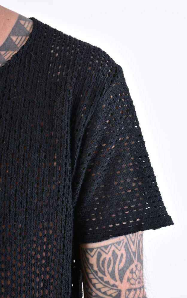 A33M LM10124 T-SHIRT Regular Cotton Net Black