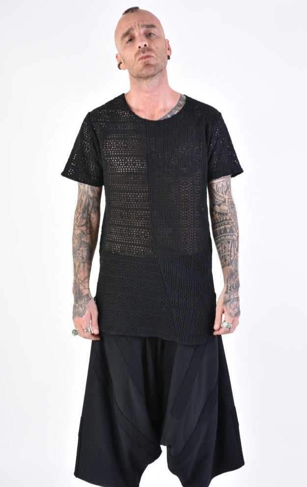 A33M LM10124 T-SHIRT Regular Cotton Net Black
