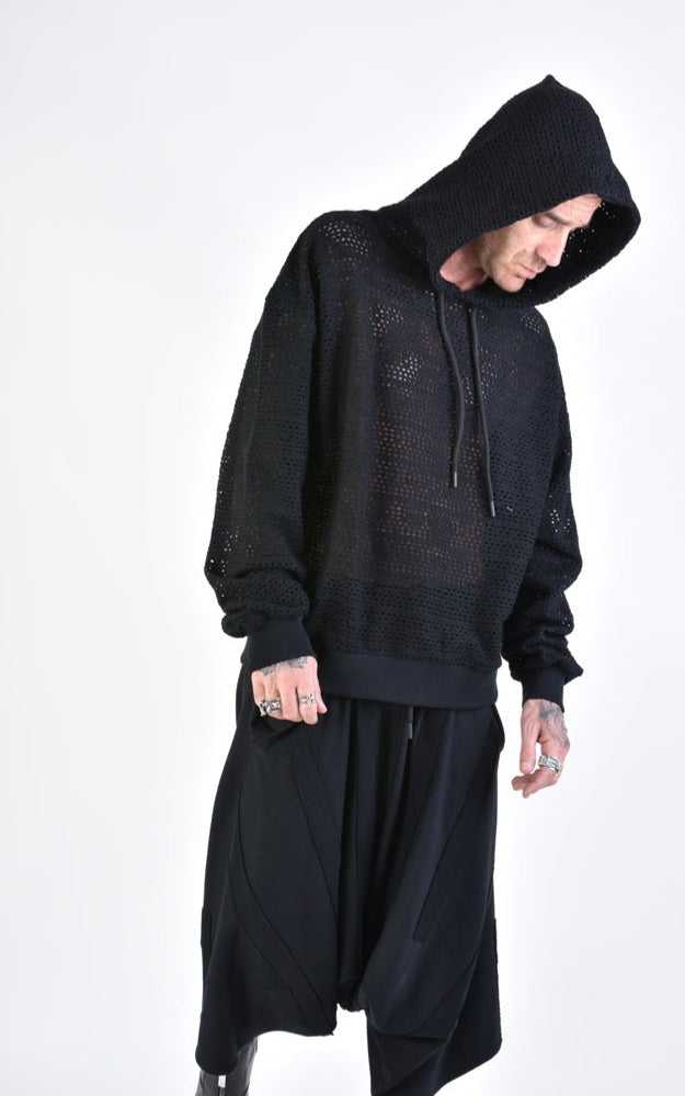 A33M LM10224U FLEECE Oversize Cotton Net UNISEX Black 278 Shirts & Tops Mens Designer Collection SS24 LA HAINE INSIDE US TEPHRA