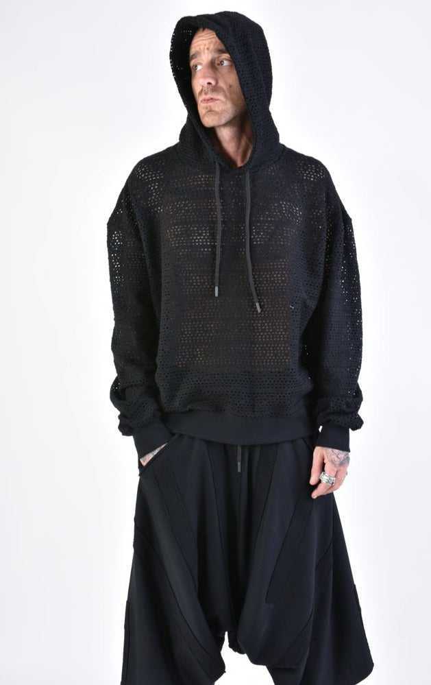 A33M LM10224U FLEECE Oversize Cotton Net UNISEX Black.