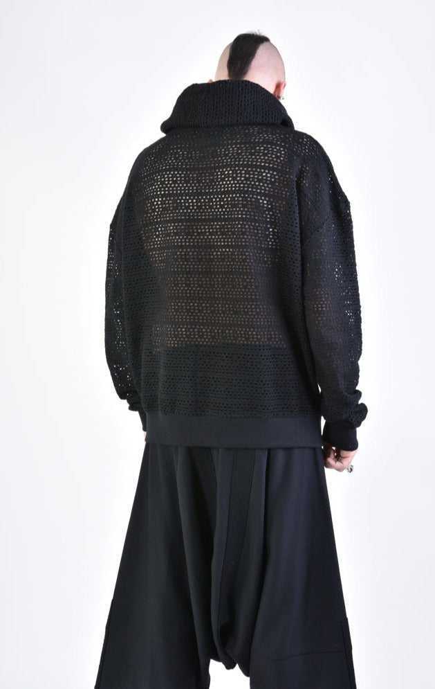 A33M LM10224U FLEECE Oversize Cotton Net UNISEX Black.