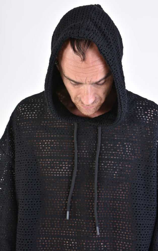 A33M LM10224U FLEECE Oversize Cotton Net UNISEX Black.