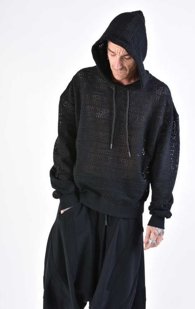 A33M LM10224U FLEECE Oversize Cotton Net UNISEX Black.