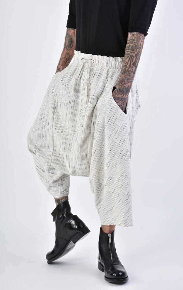 A33M LM10424 TROUSER/SHORT Over Low Crotch Cotton & Linen UNISEX U White 258 Pants Crop Pants & Shorts LA HAINE INSIDE US TEPHRA