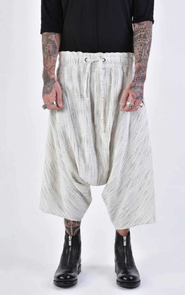 A33M LM10424 TROUSER/SHORT Over Low Crotch Cotton & Linen UNISEX U White 258 Pants Crop Pants & Shorts LA HAINE INSIDE US TEPHRA