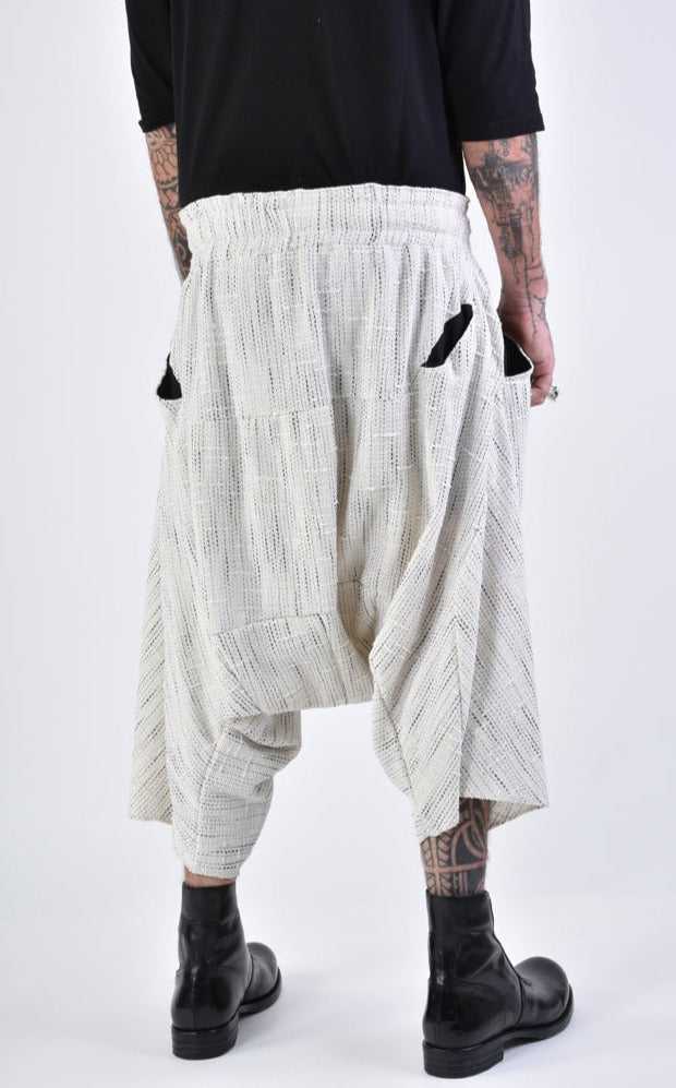 A33M LM10424 TROUSER/SHORT Over Low Crotch Cotton & Linen UNISEX U White 258 Pants Crop Pants & Shorts LA HAINE INSIDE US TEPHRA