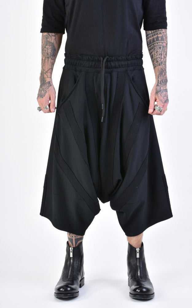 A33M LM12724 TROUSER/SHORT Oversize Low Crotch Fleece & Patch UNISEX U Black 178 Pants Crop Pants & Shorts LA HAINE INSIDE US TEPHRA