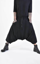 A33M LM12724 TROUSER/SHORT Oversize Low Crotch Fleece & Patch UNISEX U Black