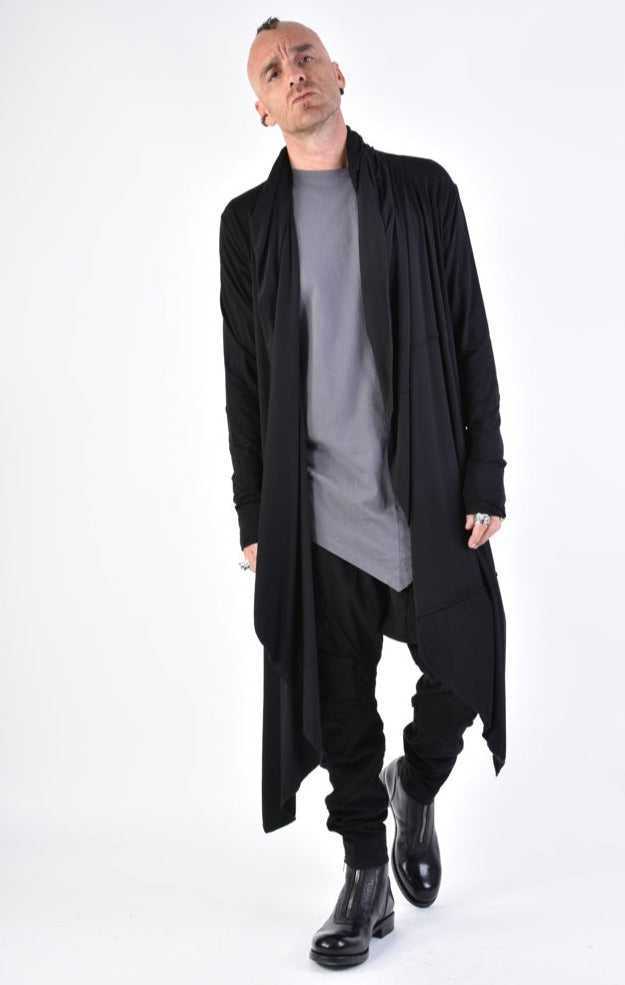 A33M LM15324 cardigan Regular Asymmetric Bamboo UNISEX U Black 198 Coats & Jackets Cardigans LA HAINE INSIDE US TEPHRA