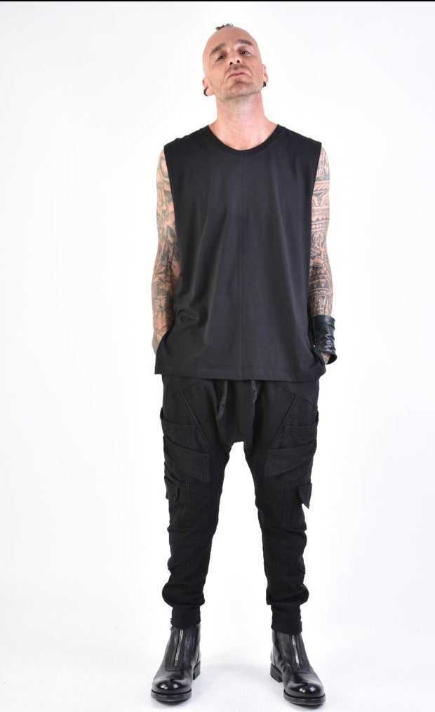 A33M LM15424 TANKTOP Regular Jersey Cotton Black.