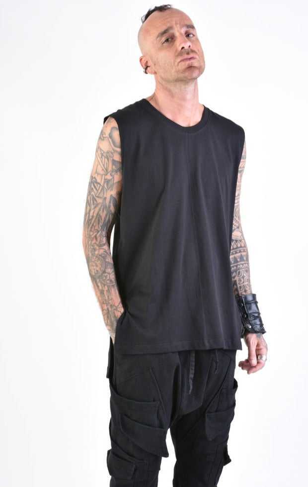 A33M LM15424 TANKTOP Regular Jersey Cotton Black.