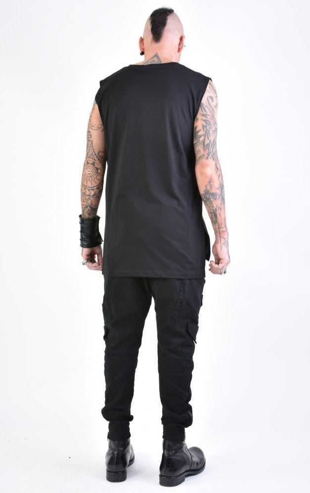 A33M LM15424 TANKTOP Regular Jersey Cotton Black.